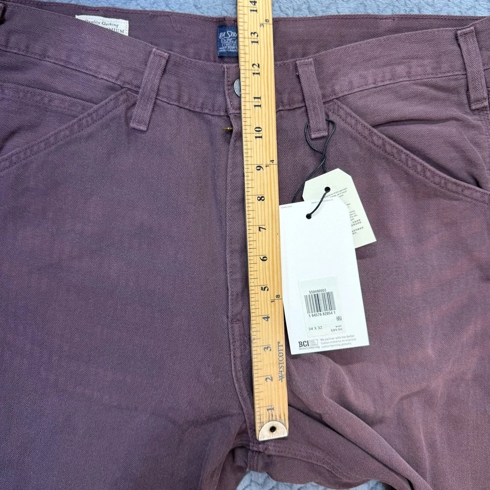 NWT Levi's Stay Loose Carpenter Pants Mens 34x30 Relaxed Burgundy Herringbone